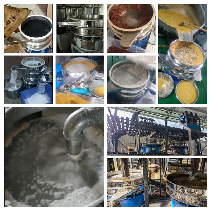 圓形振動(dòng)篩適用行業(yè)：食品，陶瓷，醫(yī)藥，冶金，化工等行業(yè)。