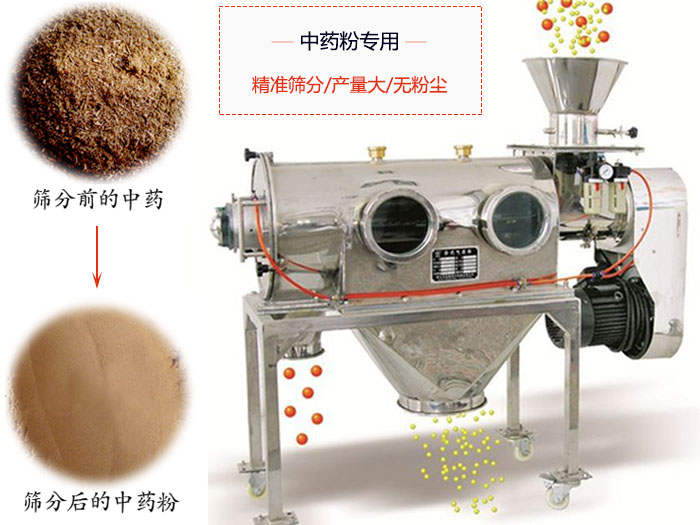 WQS50-130臥式氣流篩：中藥粉專用篩：精度篩分/產(chǎn)量大/無粉塵符合標(biāo)準(zhǔn)。