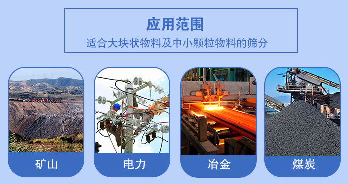 礦業(yè)振動篩應(yīng)用行業(yè)：適合大塊狀物料及中小顆粒物料的篩分：礦山，電力，冶金，煤炭等。