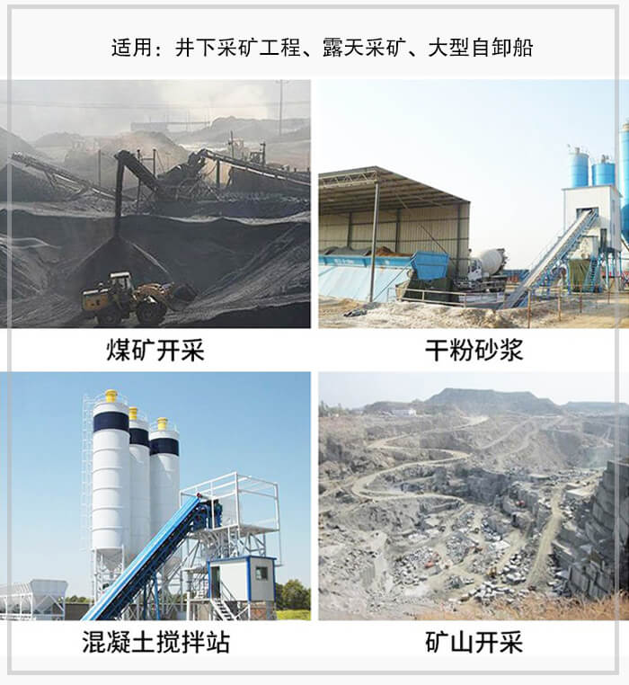 大傾角皮帶輸送機(jī)適用于煤礦開采，混凝土攪拌站，干粉砂漿，礦山開采等行業(yè)中。