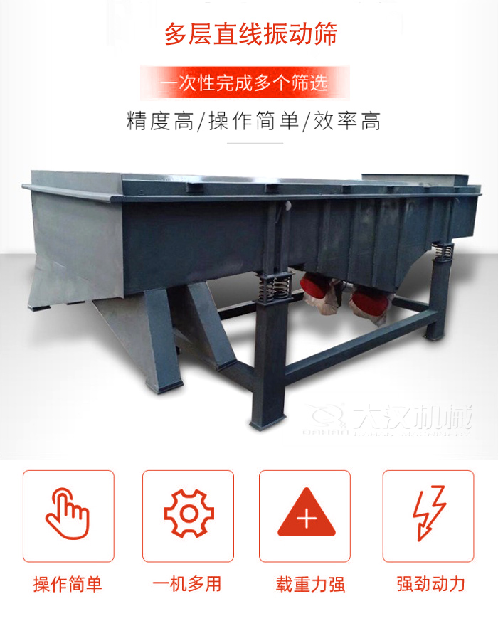 多層直線振動(dòng)篩篩分精度高，操作簡(jiǎn)單，效率高，一次性完成多種篩選。